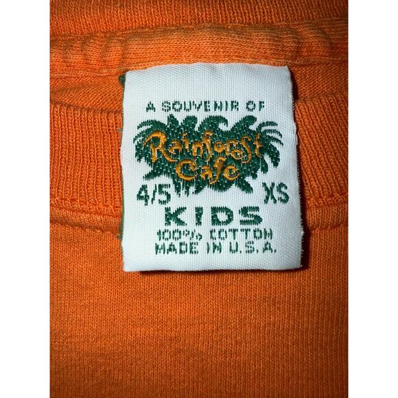 Vintage Kids Xsmall Xs 4/5 Rainforest Cafe Shirt Orange Animal Graphic Crocodile - Picture 3 of 4